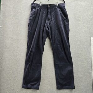 CAT Men Pants 34X34 Blue Chino Twill Workwear Button 32" Inseam Logo